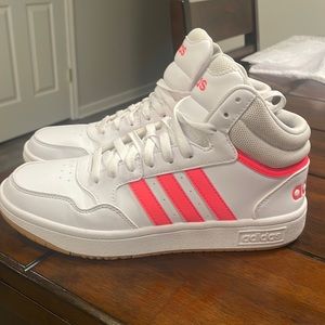High Top Adidas Shoes White and Pink size 7.5